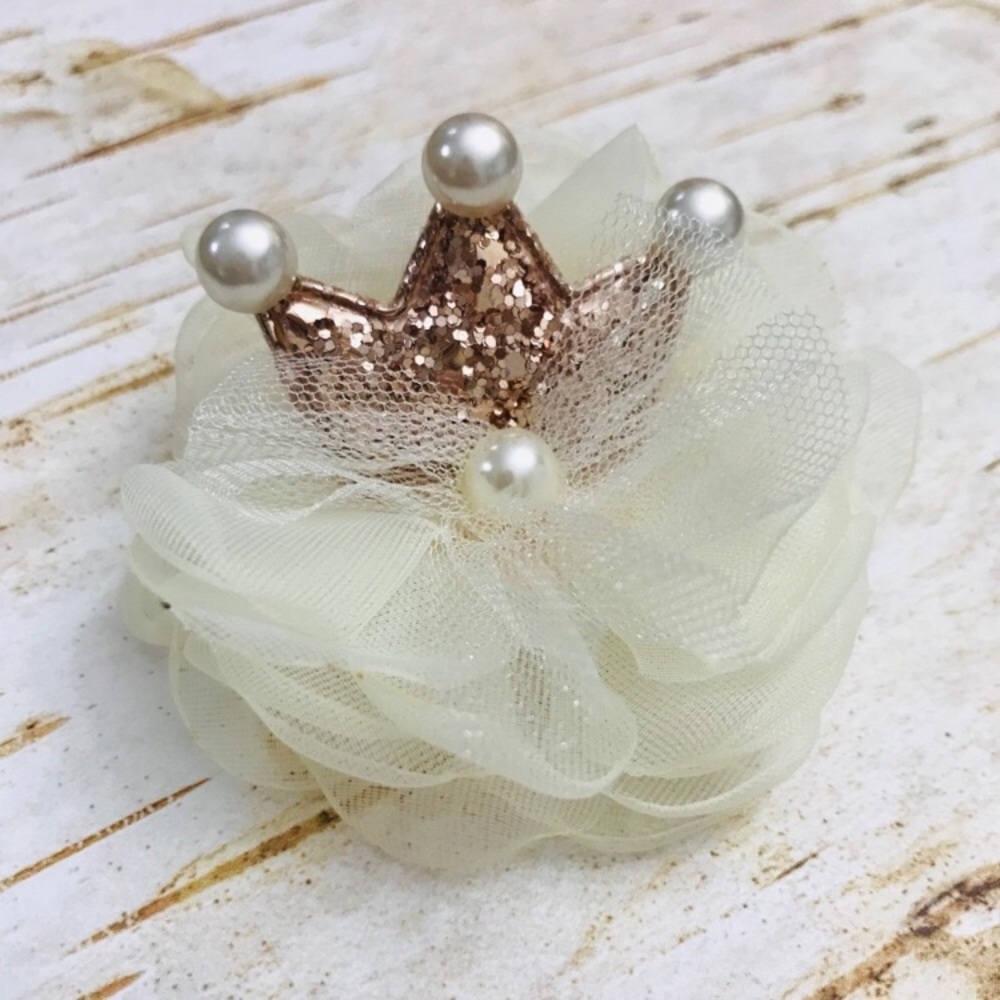 Princess crown hair clip ivory/rose gold - Picture 2 of 5